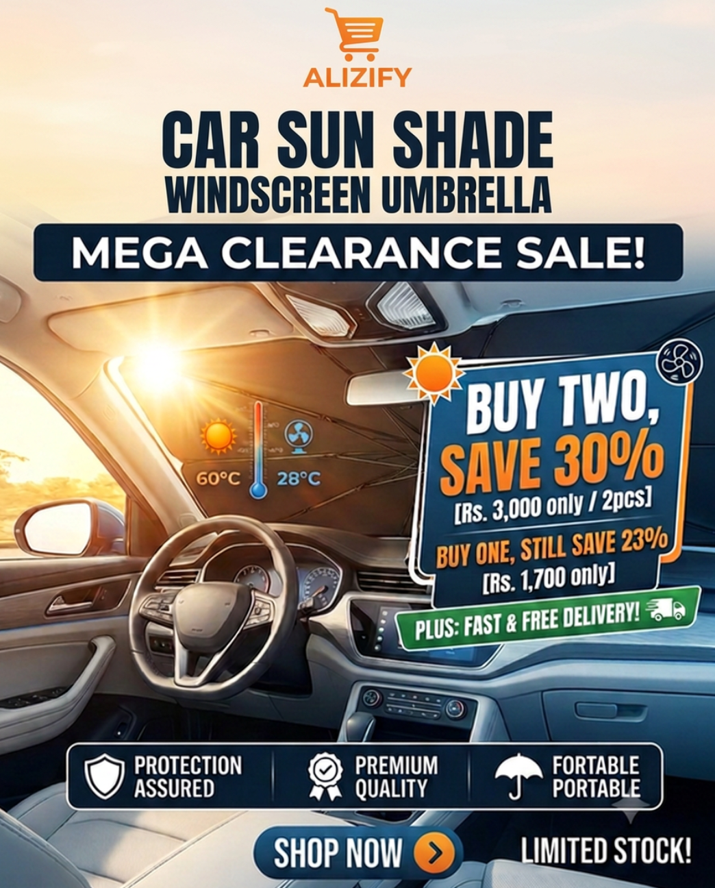 Car Sun Shade Protector Umbrella Style