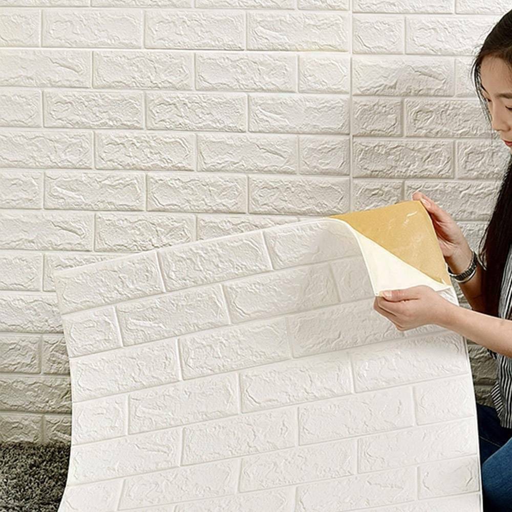 Pack of 3 Self-Adhesive 3D Foam Sheet For Brick Wall PE Foam Sheet
