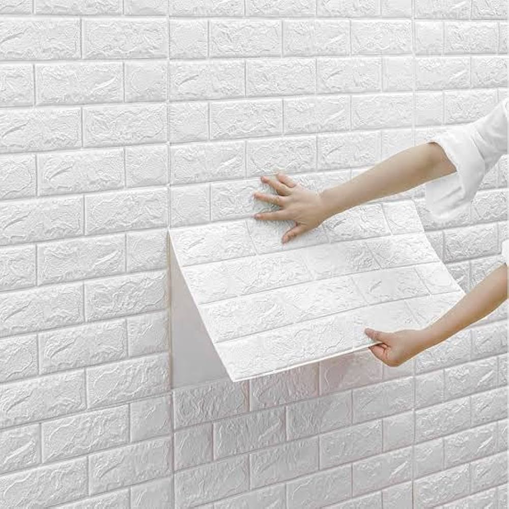 Pack of 3 Self-Adhesive 3D Foam Sheet For Brick Wall PE Foam Sheet