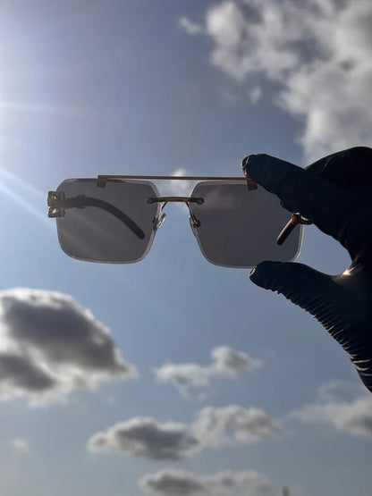 Gold and Black Rimless Photochromic Luxury Glasses