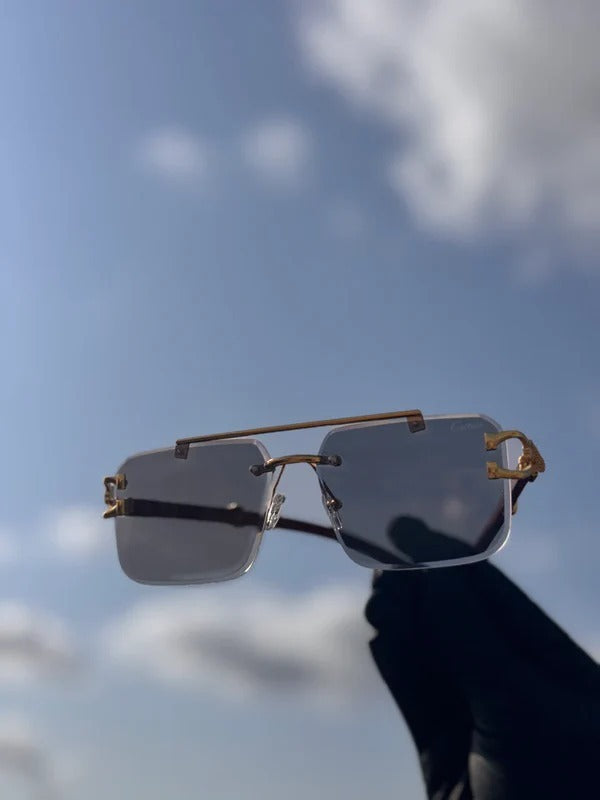Gold and Black Rimless Photochromic Luxury Glasses